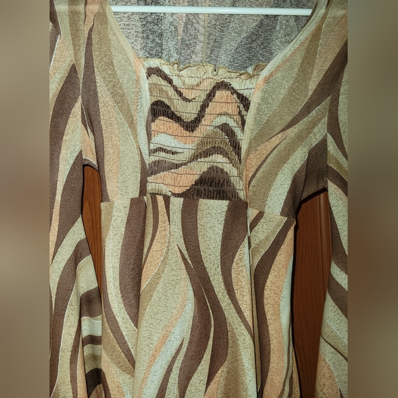 COPY - Maria Gabrielle New York Wavy Pattern 60's Style Dress - Peach & Brown, … - Picture 3 of 3
